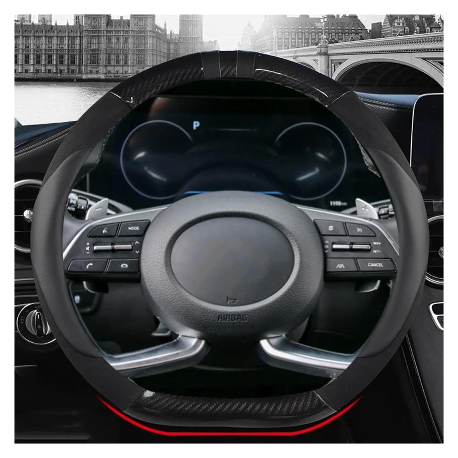 Lenkradabdeckung Auto-Lenkradabdeckung für Hyundai i40 i30 i20 i10 ix35 ix25 für Tucson für Accent für Elantra für Santa Fe Lenkrad Bezug Auto(Black)