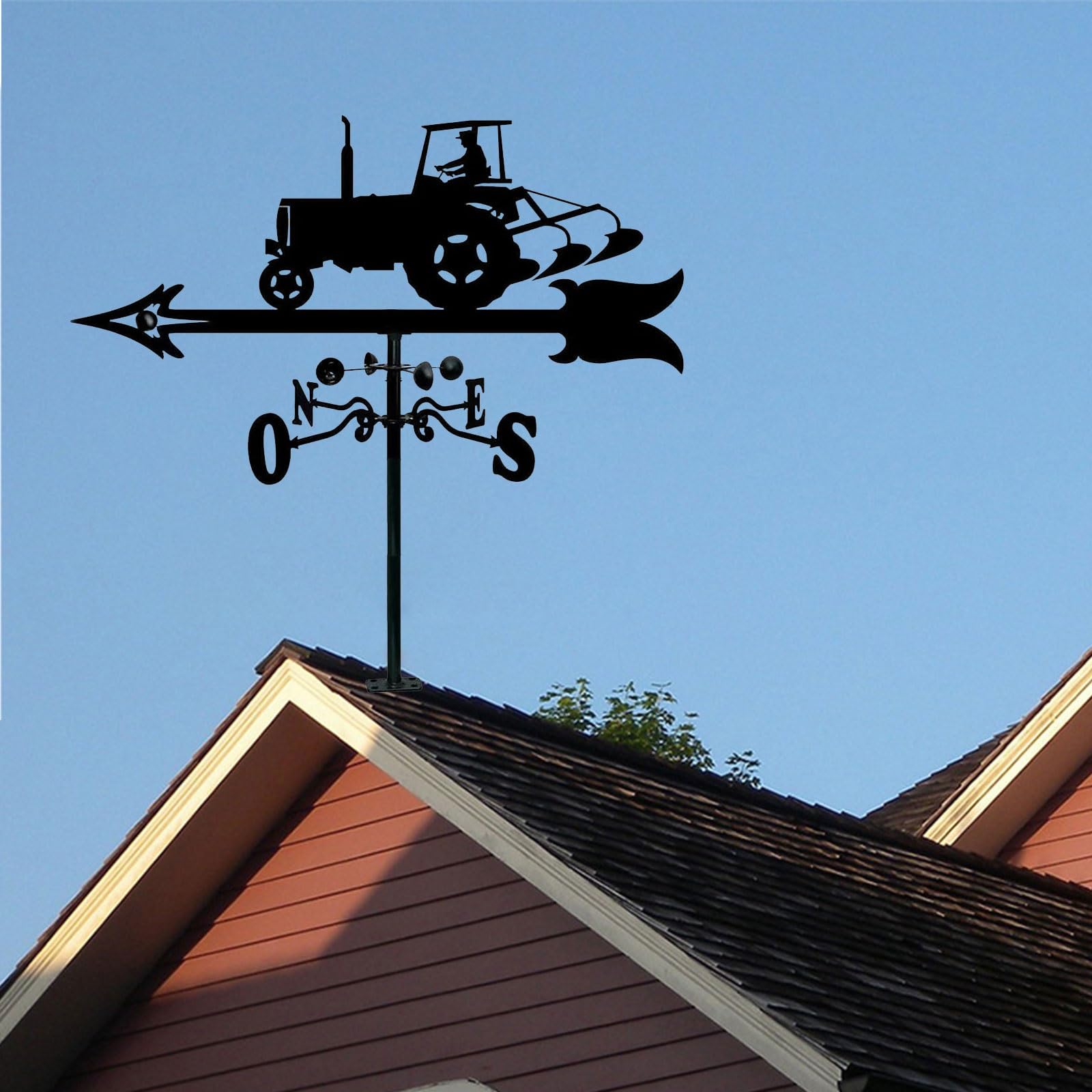 Girouettes pour Jardin Matériau métallique Tracteur comme modèle adapté à la Cour, décoration de Jardin Indicateur de Direction du Vent, Noir 14 * 22 Pouces