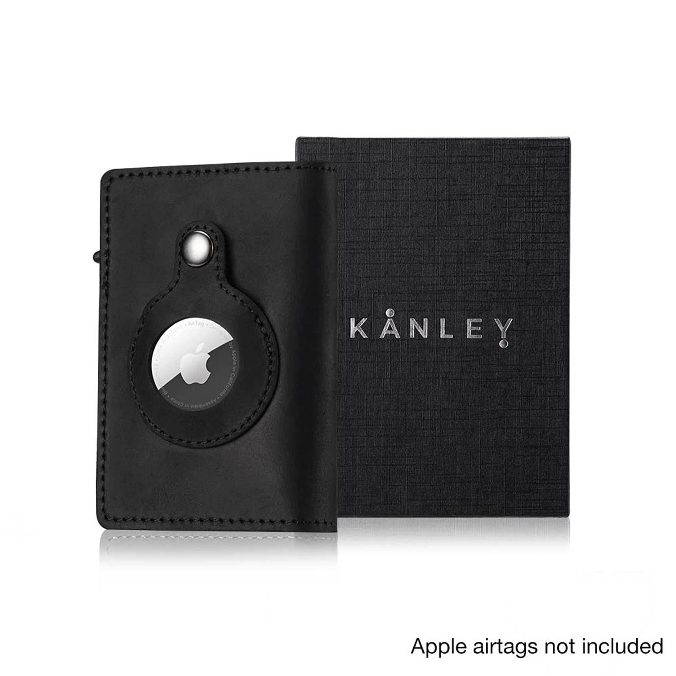 Kanley Airtag Leather Smart Wallet for Men with Tracking Case Card Holder Slots, Money Clip Black