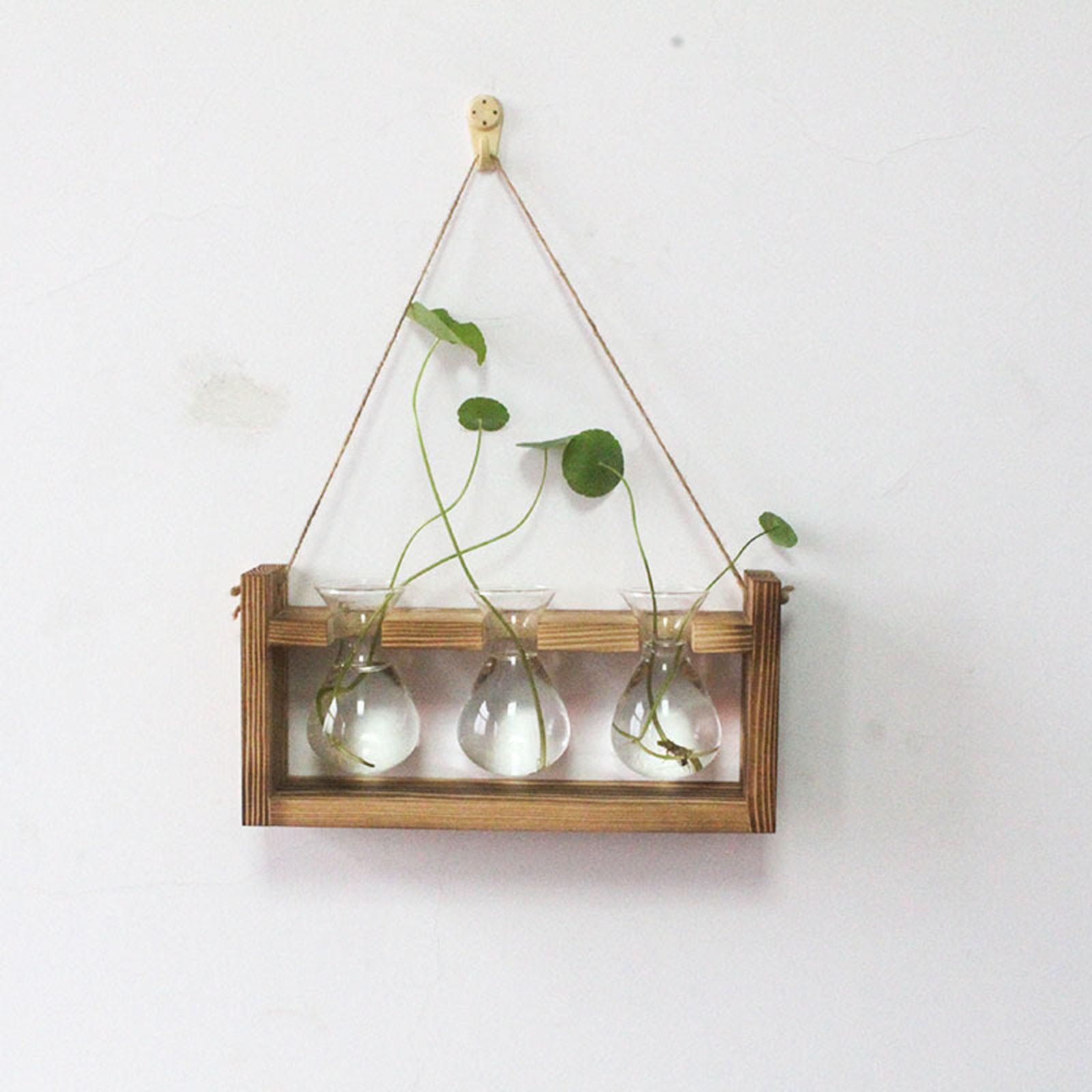 Station de Propagation de Terrarium de Vase en Verre Transparent en Forme de cœur avec en Bois pour Jardinage intérieur jardinière hydroponique Vase de jardinière hydroponique