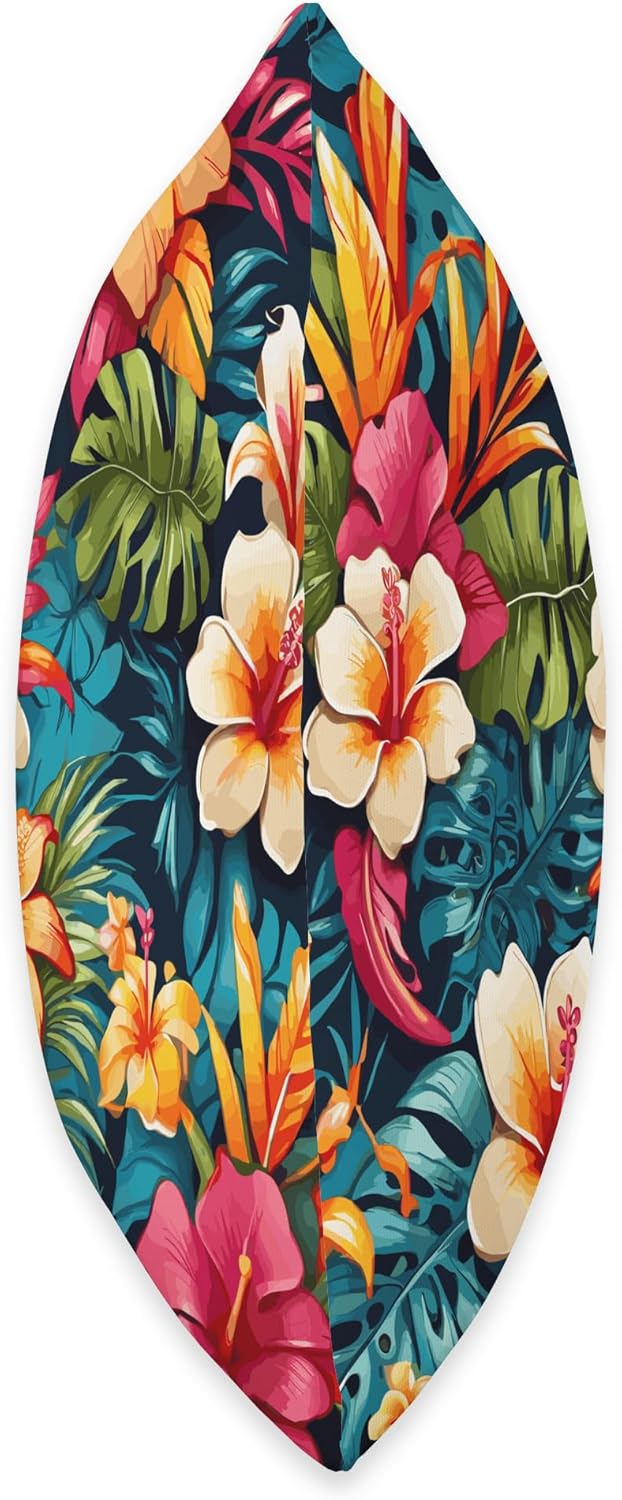 Hawaii Tropical Floral Pattern Hibiscus Flowers Palm Leaves Throw Pillow