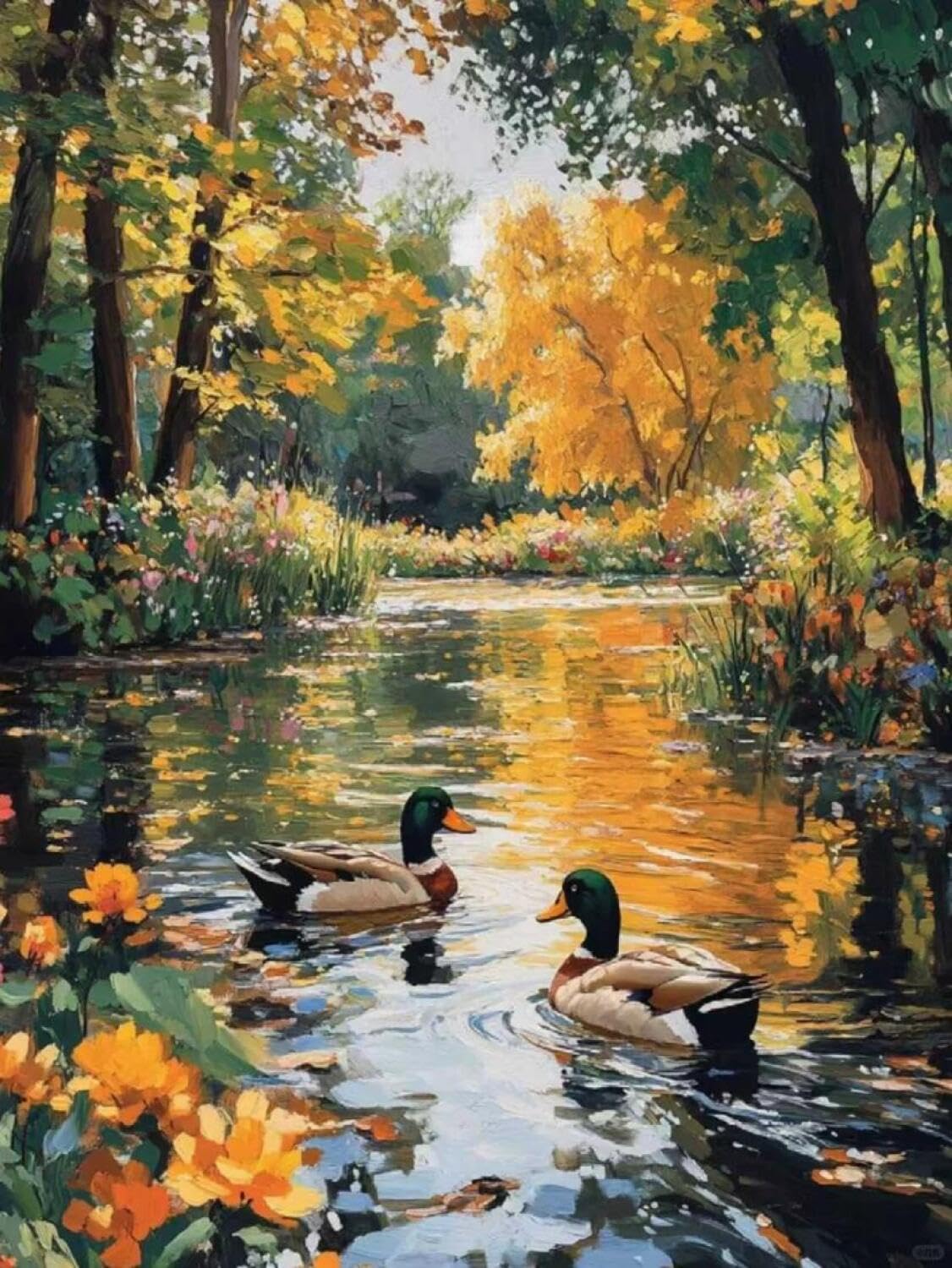 Rqwybcaxn Bead Embroidery Kits Ducks in the Water 40x50cm