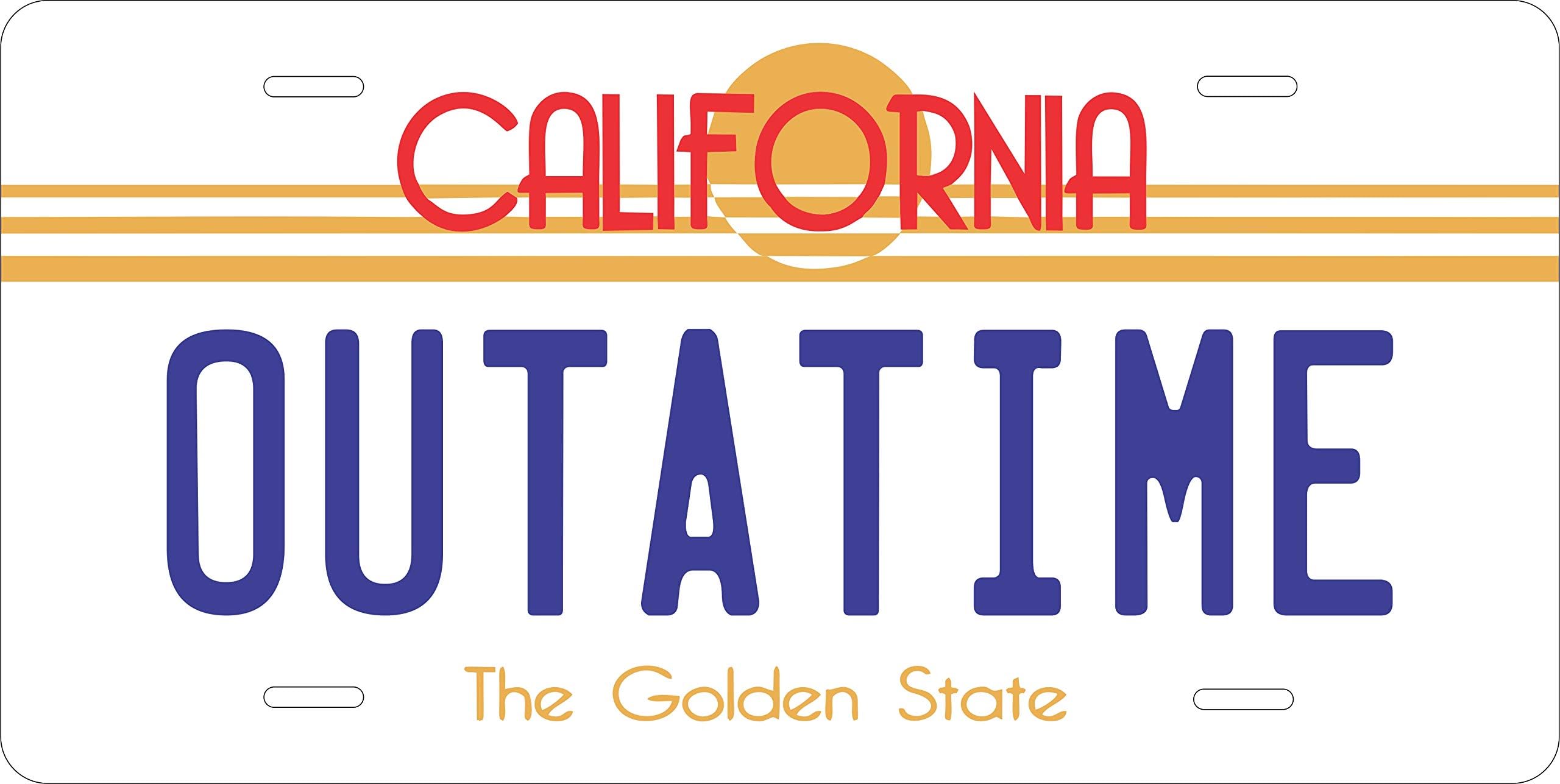 California Outatime from Back to The Future Movie Tag Vehicle Car Moped Bike Bicycle Motorcycle Auto Licens.