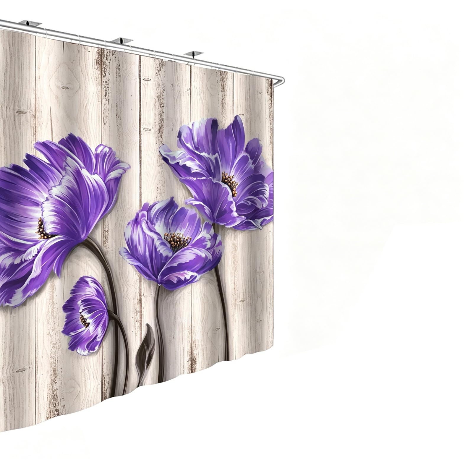 Rideau de douche floral tissu polyester imperméable baignoire cabine douche 165x180cm