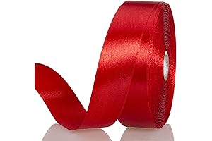 1 Inch Red Solid Satin Ribbon, 50 Yards of Festive Elegance