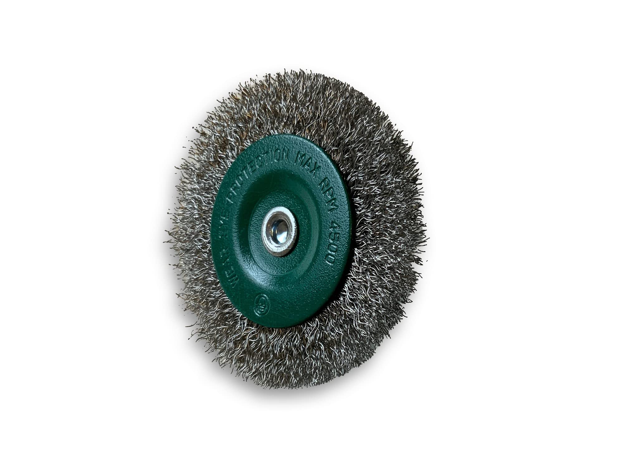 Zestaw 10 metalowych okrągłych szczotek obrotowych na pręcie Ø 75 mm | Drut ze stali nierdzewnej Ø 0,20 mm | Grubość 8 mm | 1 rząd | Do wiertarki lub wkrętarki z uchwytem | Kibros 2675IV8x10