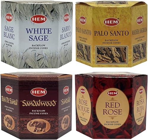 Miniatura 4 de TRUMIRI Conos de incienso  Paquete variado de 4 fragancias (salvia blanca, Palo Santo, sándalo, rosa roja)  160 conos (4 juegos de 40)  Incienso