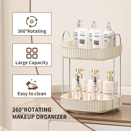Miniatura 2 de shuang qing Organizador giratorio de perfume para encimera de baño, organizador de maquillaje giratorio de 360 para tocador, almacenamiento de