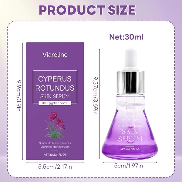 Sérum Pour La Peau Cyperus Rotundus,Cyperus Rotundus Huile d'épilation 30 ml,Solution Après Épilation,Hydratante et Apaisante,Réduire la Croissance (Violet) - 2