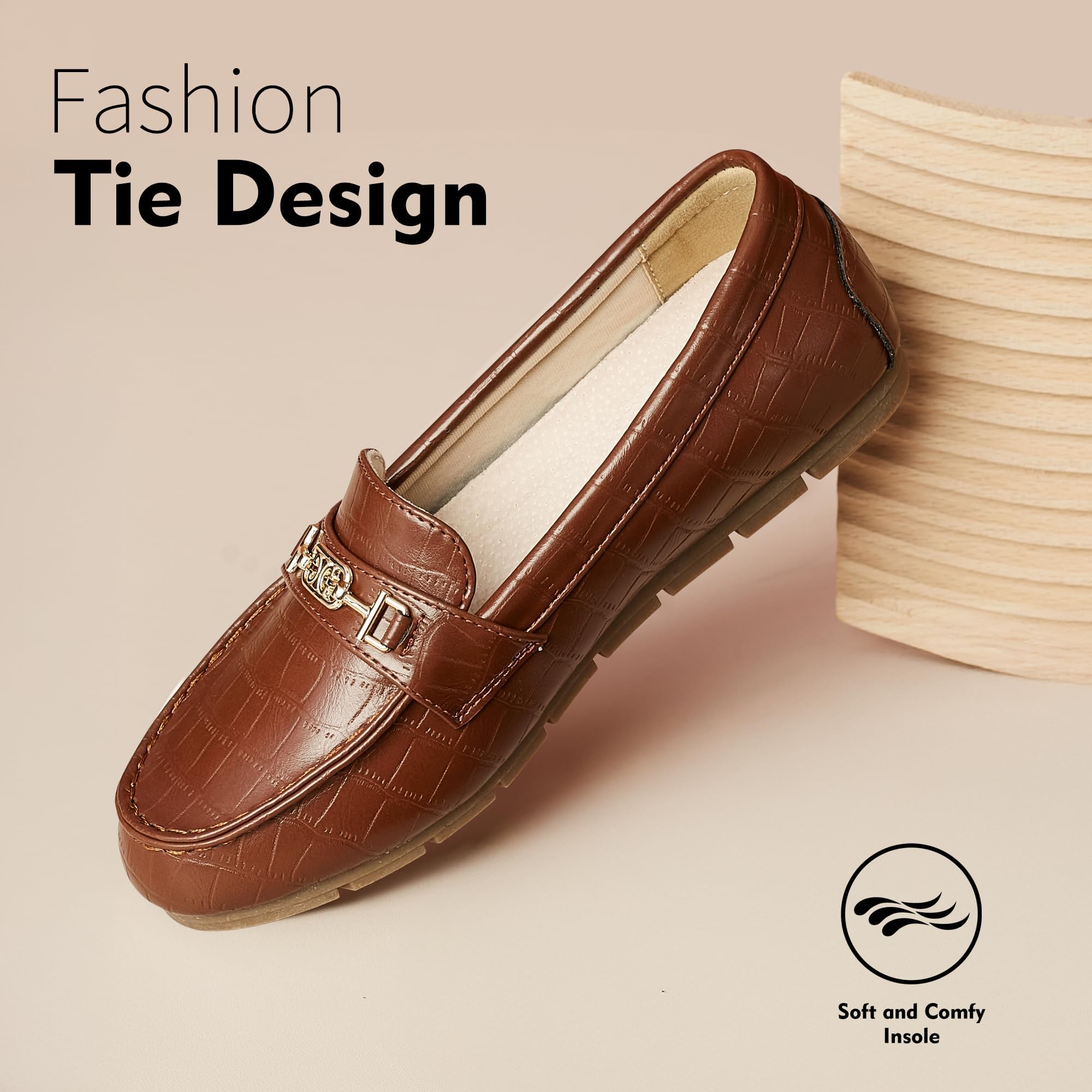 XRKJ Loafers for Women Comfortable Slip On Flats with Memory Foam Insole for Daily Wearing