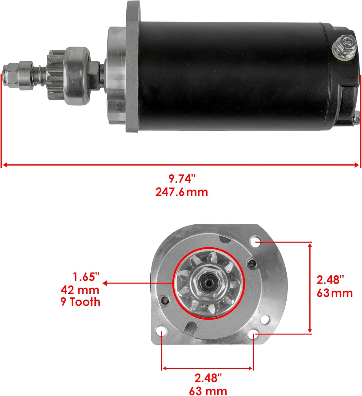 Caltric Starter Compatible with Kohler 48-098-02 48-098-04 48-098-04-S A277599 A277214