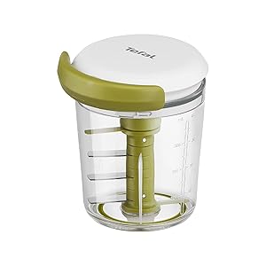Tefal 5 Segundos - Picadora Manual 450 ml | 3 Cuchillas de Acero Inoxidable, Picado Grueso, Medio y Fino, Base Antideslizante, Sin Electricidad, Rápida y Segura, Verduras, Cebolla, Fácil de Limpiar