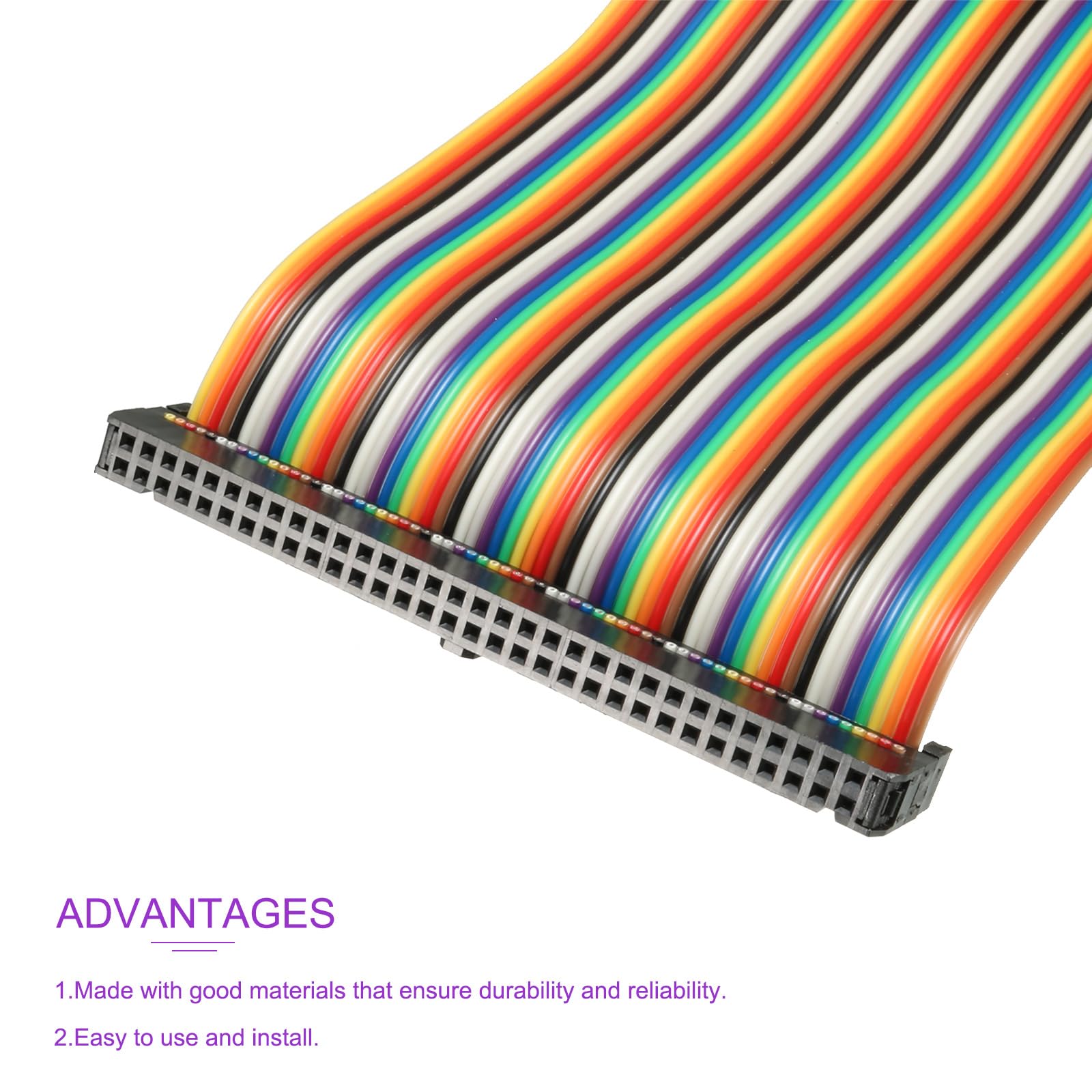 DMiotech 2er Pack IDC Flachbandkabel 26 Pins, 18,9 Zoll, 2,54 Mm Raster – Typ-C Stecker Für DIY-Elektronik & Prototyping