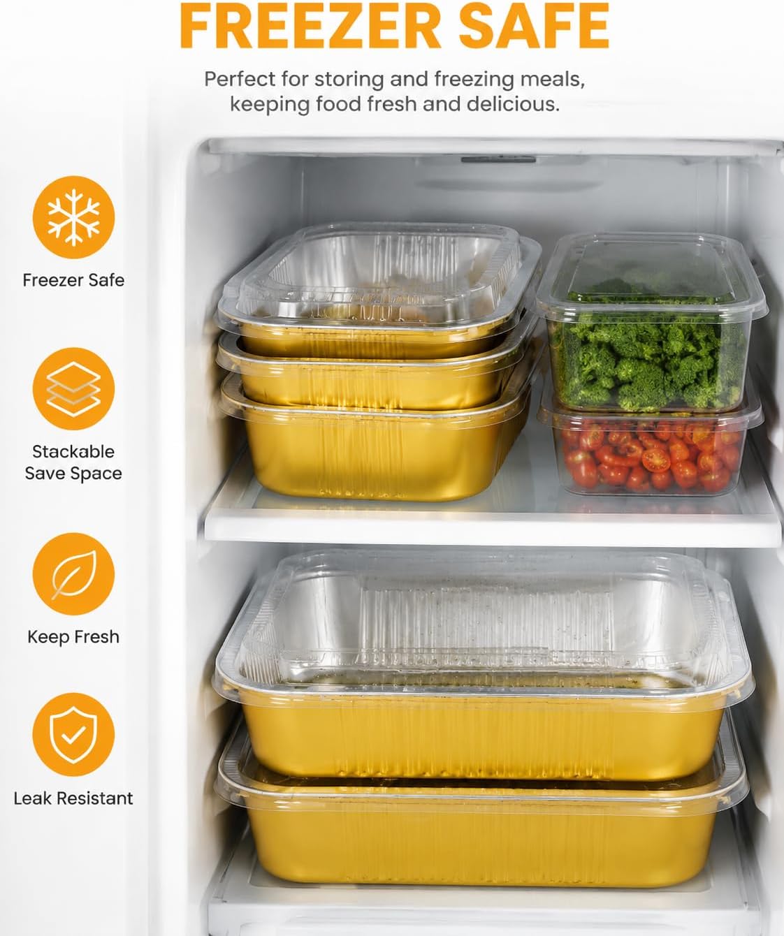 40 Pack Gold Aluminum Foil Pans with Lids, 18oz Mini Food Containers image 3