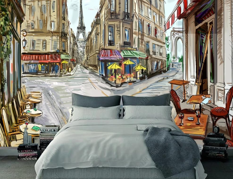 Peinture à L'Huile de Paris Papier Peint Intissé Haut de Gamme Décoration Murale Salon