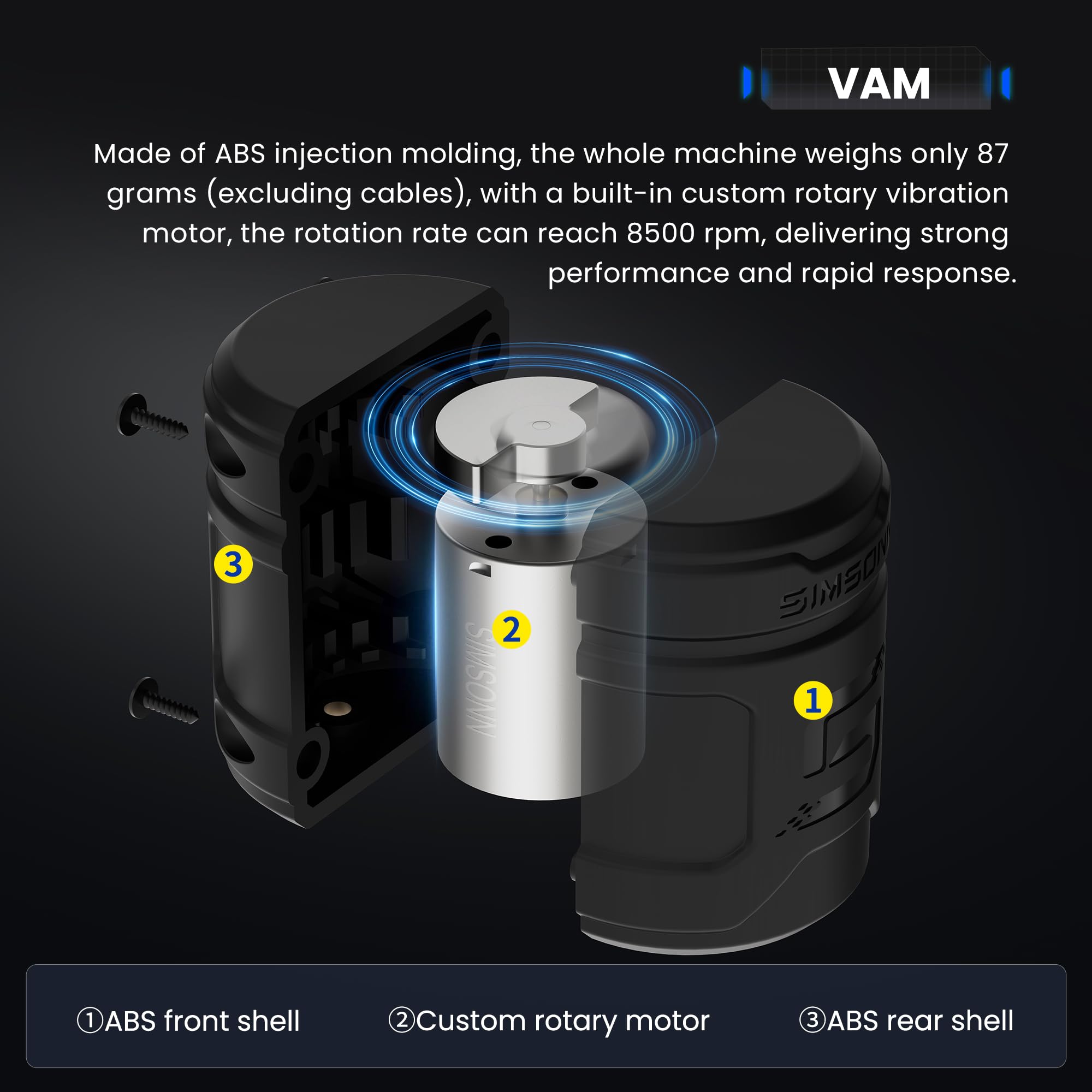 SIMSONN Pedales para Simulador de Carreras Módulo de Motor de Vibración Reactor de Pedales Hápticos VAM y VAM Pro (VAM PRO 3PCS PER SET)