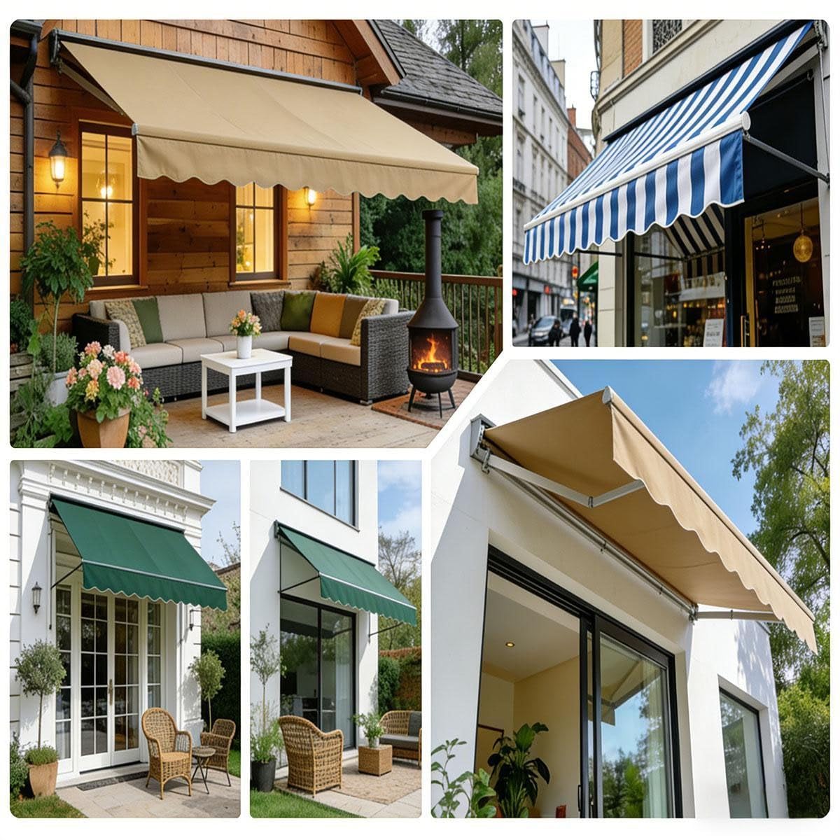 Store Banne Manuel Rétractable, Toile de Remplacement pour Terrasse，2.0m 2.5m 3.0m 3.6m 4m 5m pour Rechange Protection Solaire pour Jardin Balcon Cour(Beige,250x200cm)