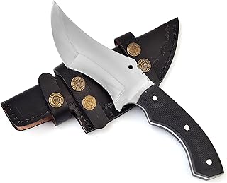 10.5 Inch D2 Tracker Knife Full Tang Fixed Blade Hunting Knife | EDC Horizontal Carry Knife Scout Carry Knife with Sheath | Outdoor Bushcraft Knives for Men (Micarta Handle) - BNAZIND