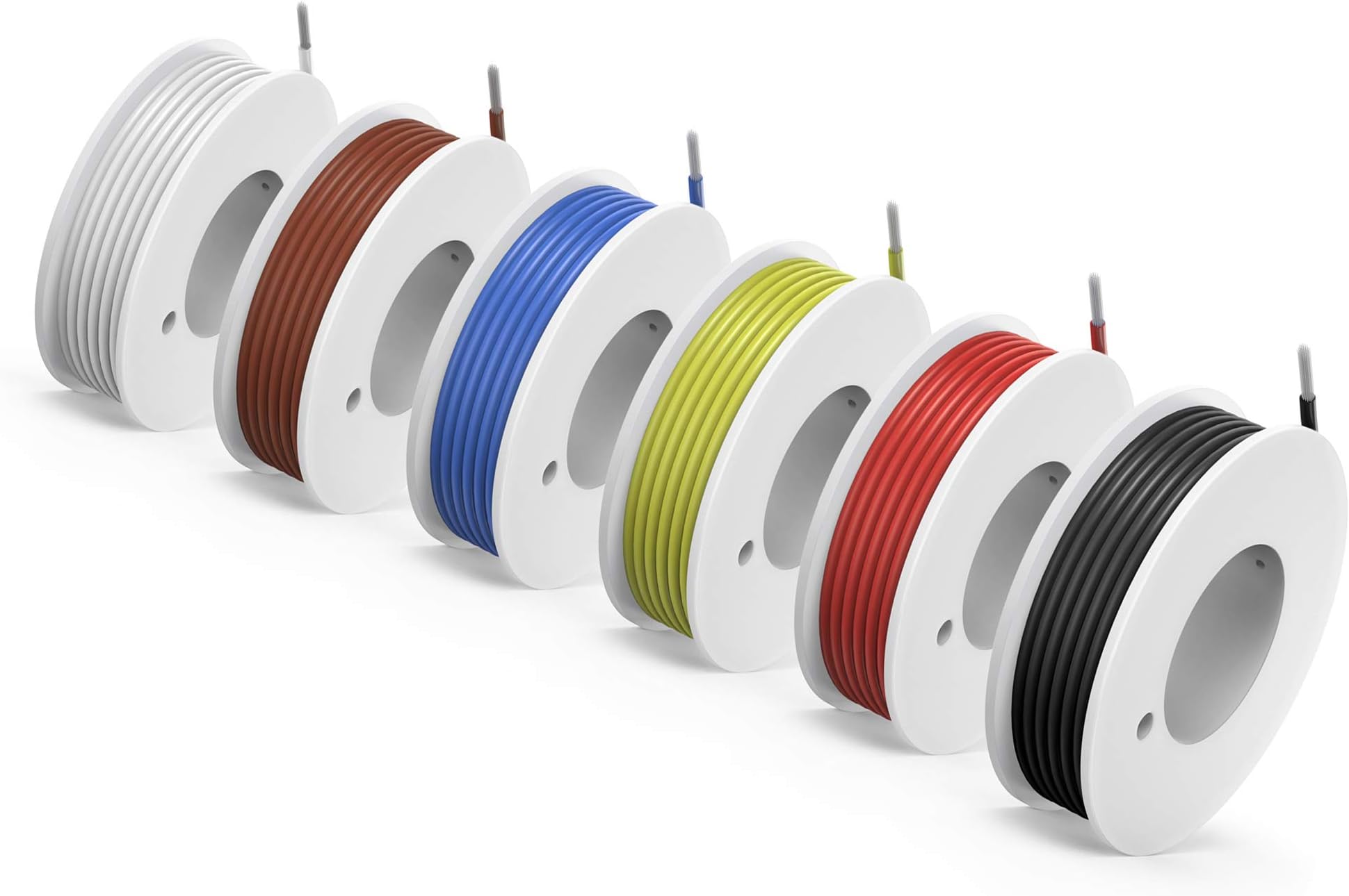 NorthPada 20 AWG 0.5mm² Electric Wire Kit Strands Silicone Wires Wire Tinned Copper Cable 6 Colors Spool for Printed Circuit Board PCB 600V 5A -60°C - +200°C 6 Cord Reel x 22 Foot (7 Meters)
