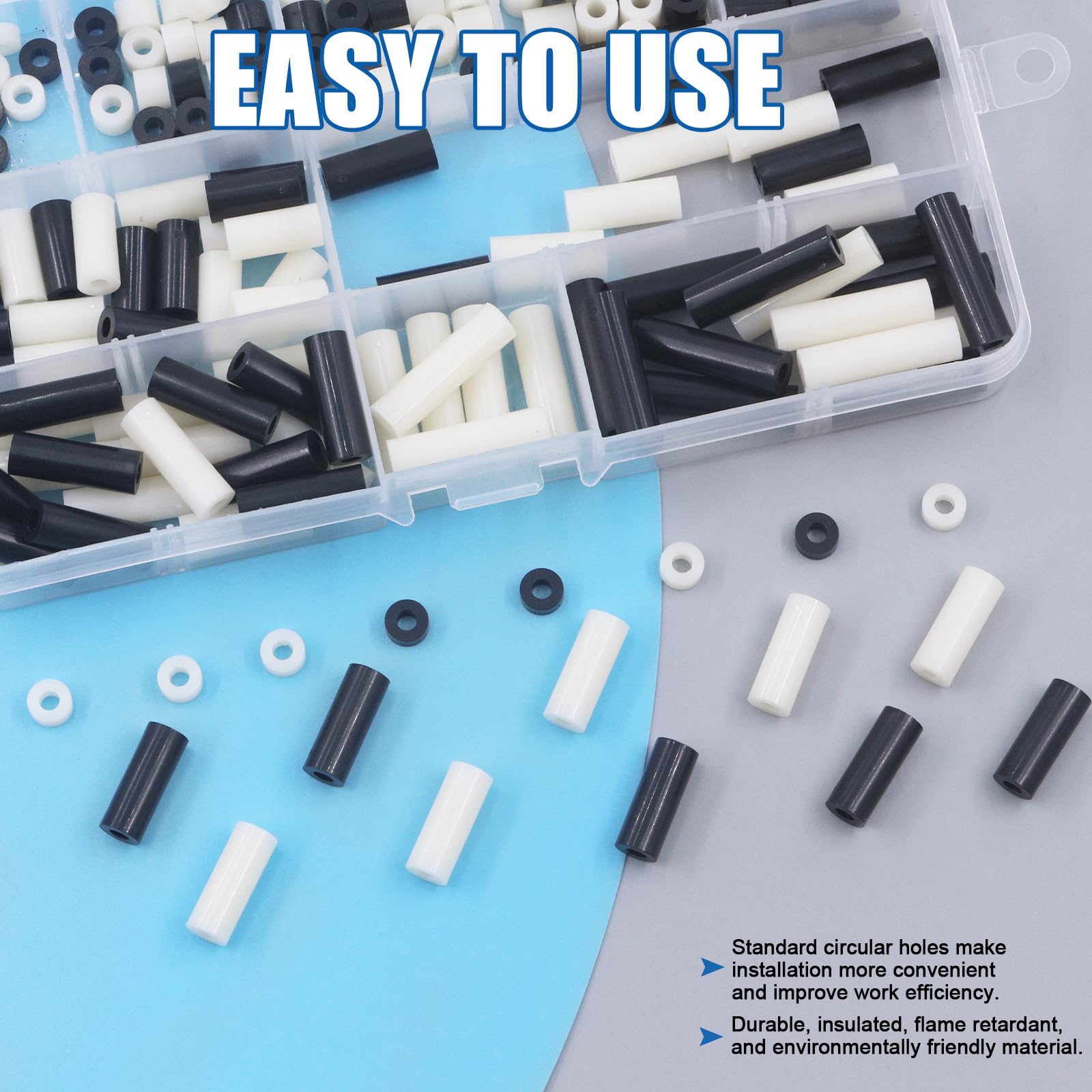 Set Di 150 Distanziatori In Nylon Per Viti M3 E M4 - Isolanti, Non Filettati, Con Scatola Di Archivazione (Nero) - Foto 9