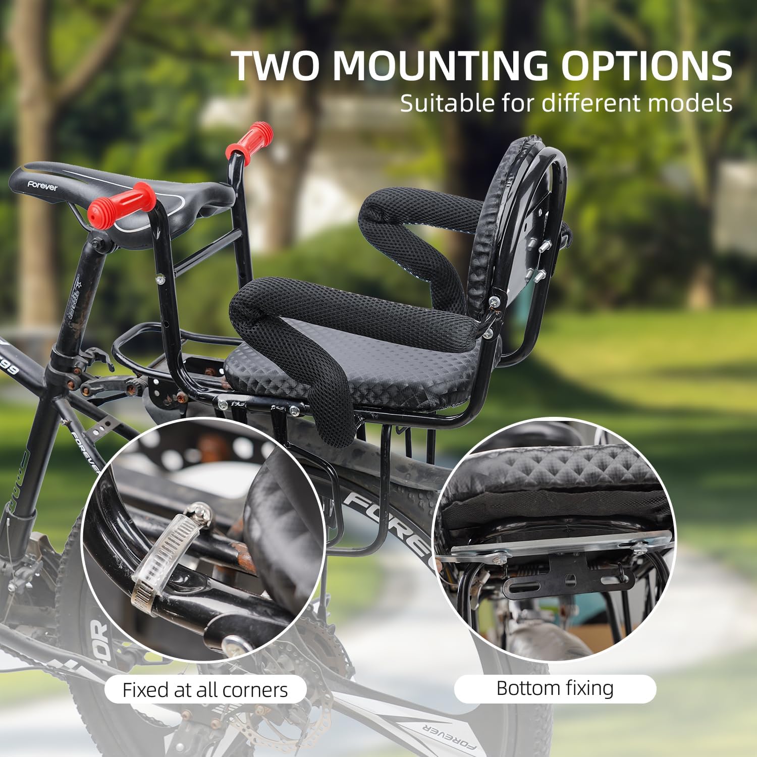Rear Child Bike Seat, Kids Bicycle Back Seat ，Safe Rear Mount Child Carrier Fits All Bicycle Rear Frames, for 2-5 Years Old, 60lbs