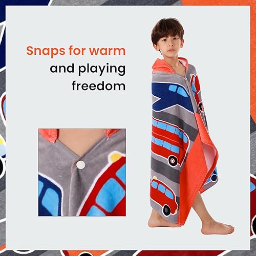 Miniatura 3 de BANGSAUR Toallas de playa con capucha para niños, 100 % algodón, 50 x 30 pulgadas, manta envolvente, niños pequeños de 3 a 12 años, toalla de