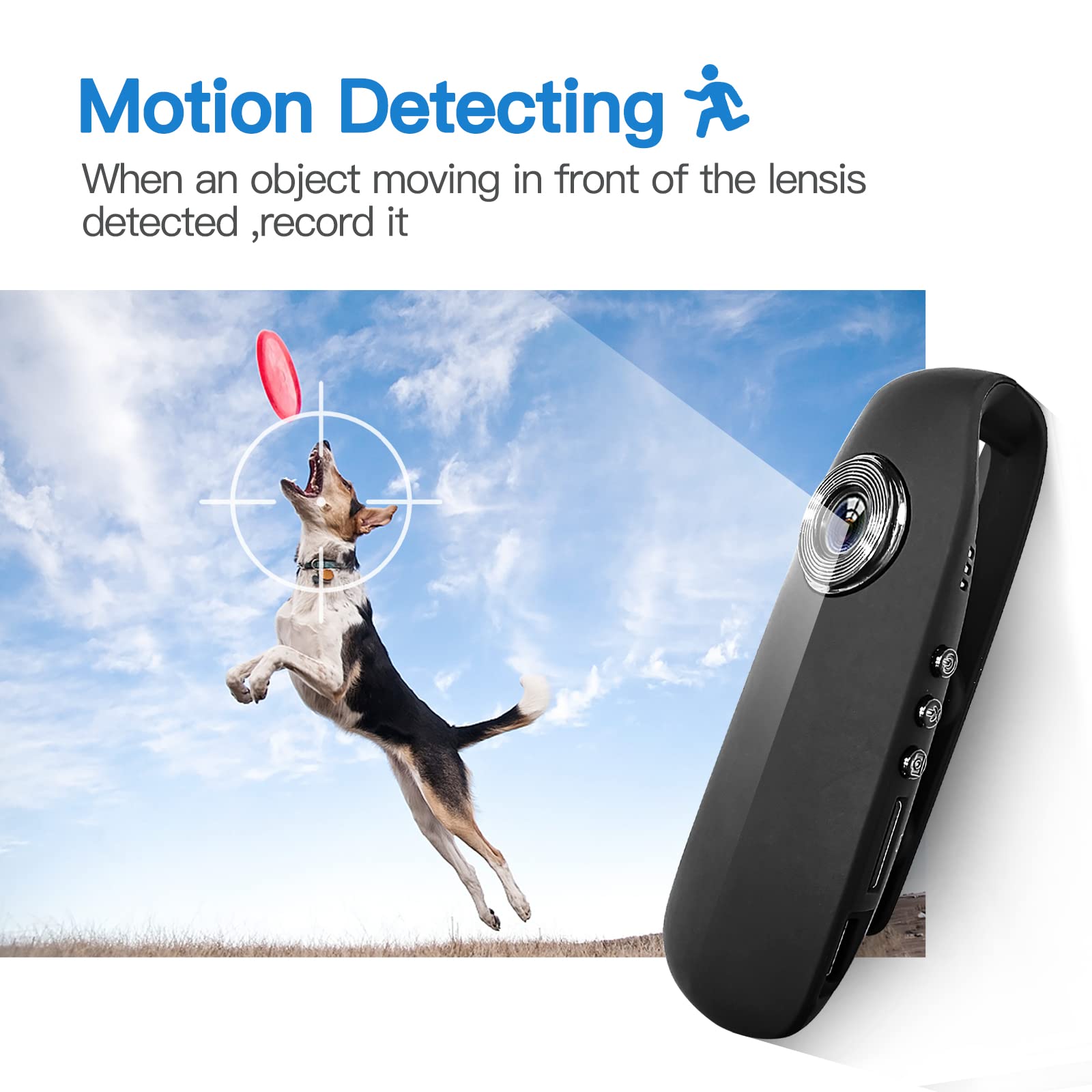 CAMMHD 1080P 32GB Körperkamera Full HD Portable Bodycam One-Key-Aufnahme Bewegungserkennung, 3-7 Stunden Aufnahme, Unterstützung OTG Verbindung (Maximale Unterstützung 512GB)