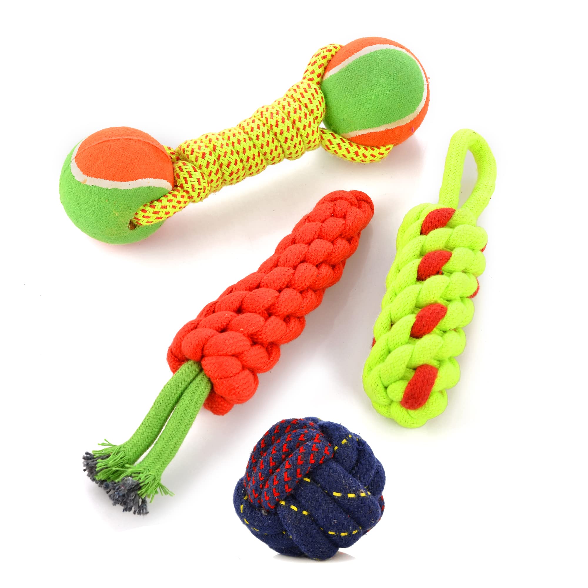 petyantra Combo of 4 Durable Pet Teeth Cleaning Chewing Biting Knotted Small Puppy Toys Dog Toys for Puppy - Natural & Safe Cotton (B09ZB3P8JD) Amazon Price History, Amazon Price Tracker