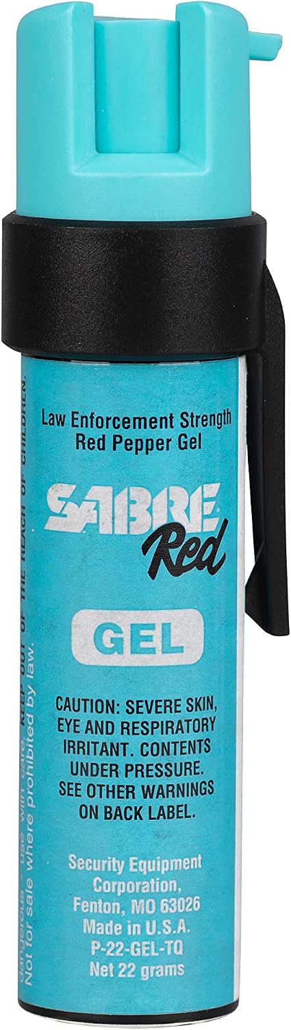 SABRE Pepper Gel with Attachment Clip, Protect Against Multiple Threats with 35 Bursts (5X The Competition), Gel is Safer, UV Marking Dye, Twist Lock Safety