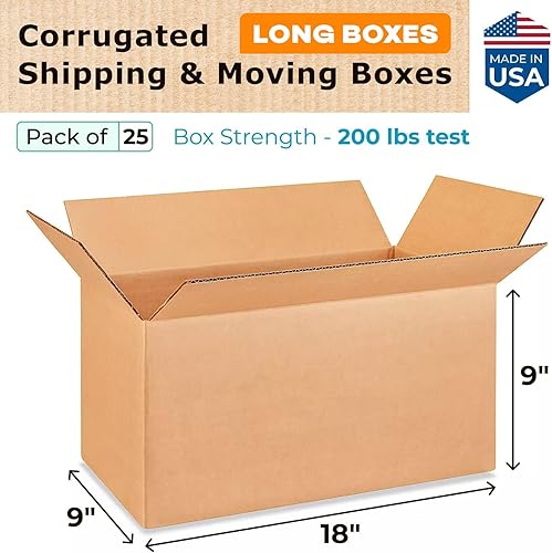 Miniatura 2 de IDL Packaging Cajas de envío corrugadas largas de 18 pulgadas de largo x 9 pulgadas de ancho x 9 pulgadas de alto (paquete de 25)  Excelente