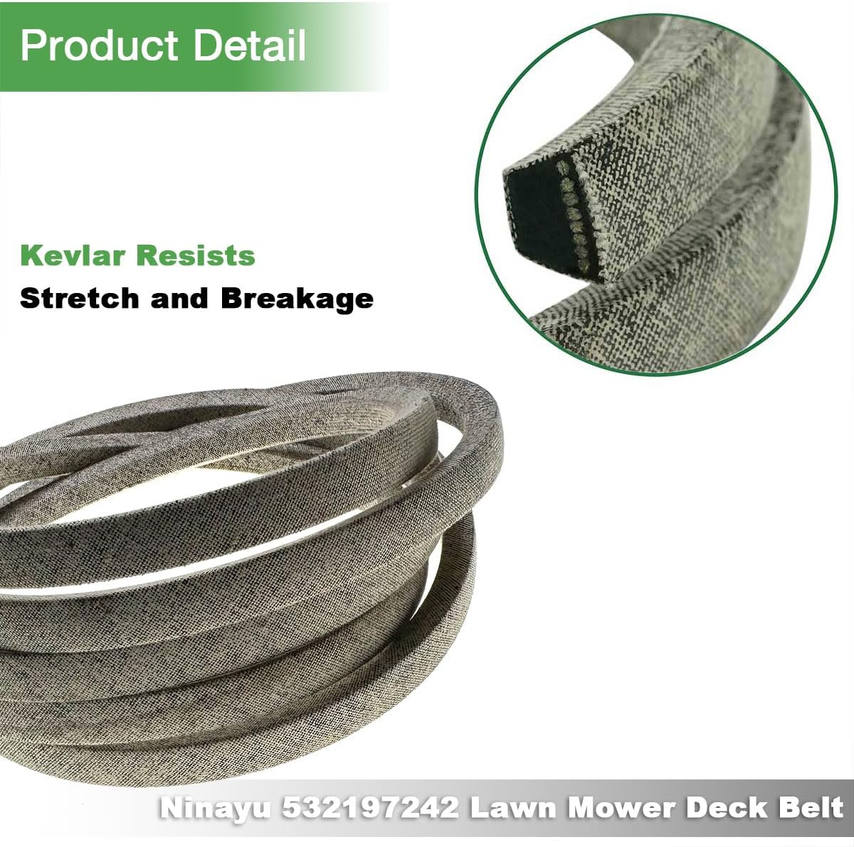 532197242 Lawn Mower Deck Belt Compatible with YTH24V48 YTH2348 YTA24V48 PB24H48YT YTH22K48 YTH24K48 TS148X TS148XK YTH1848 XP YTH2548 XP LT2223A2 YT48 PP22V48 PP22VA48 GTH2448T GTH2648