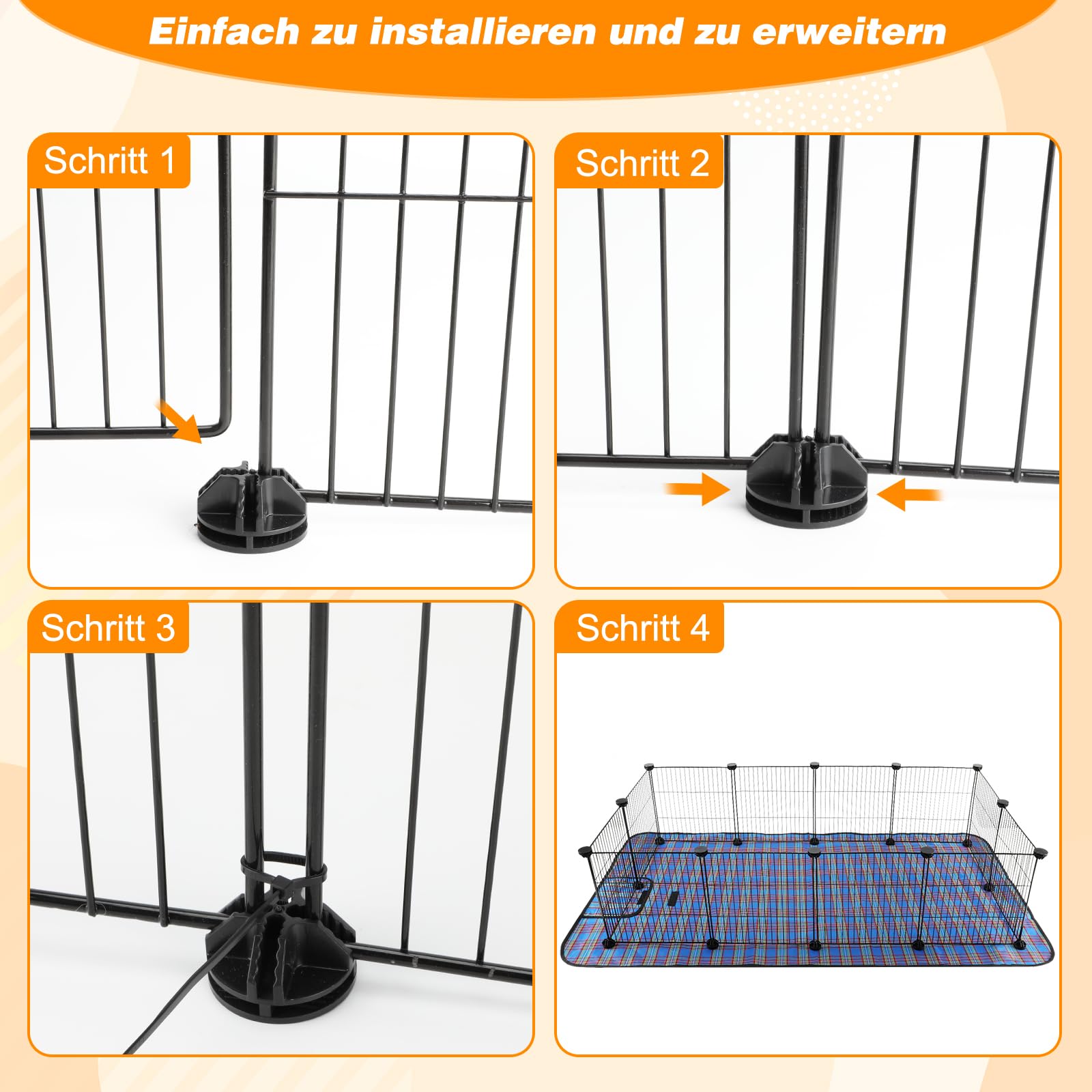Meerschweinchenkäfig mit Zwei Leicht zu Reinigenden Pads,0,74 m² Meerschweinchen Laufstall mit C&C Käfigauskleidung,Geeignet für Kaninchen Frettchen Igel 12 Käfigplatten