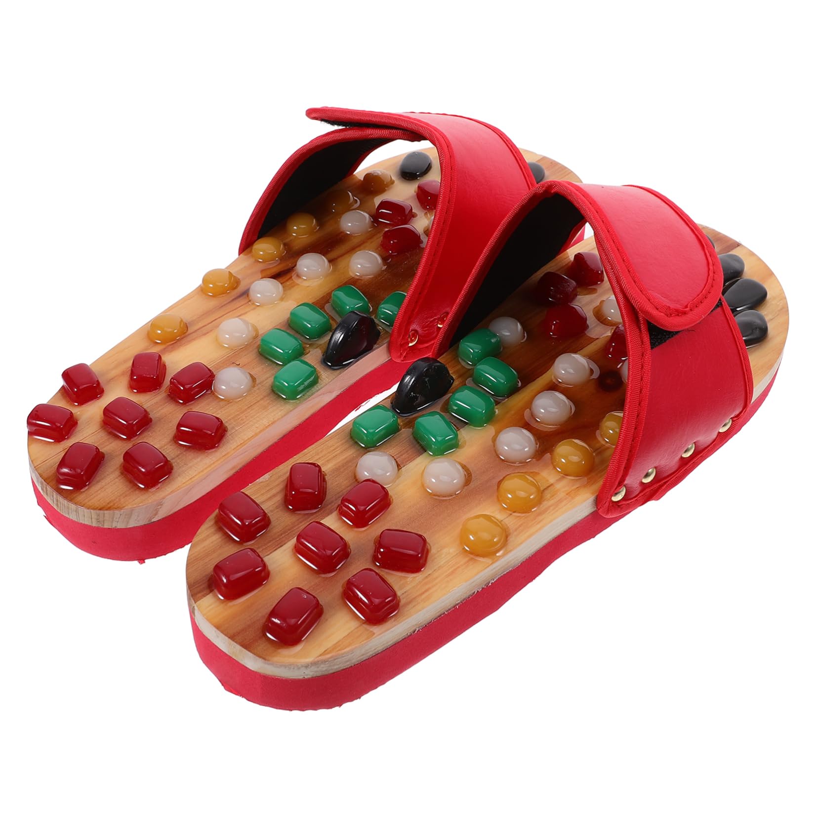 Fußakupunktur Sandalen Rot Größe 39-40 aus Jade Massage