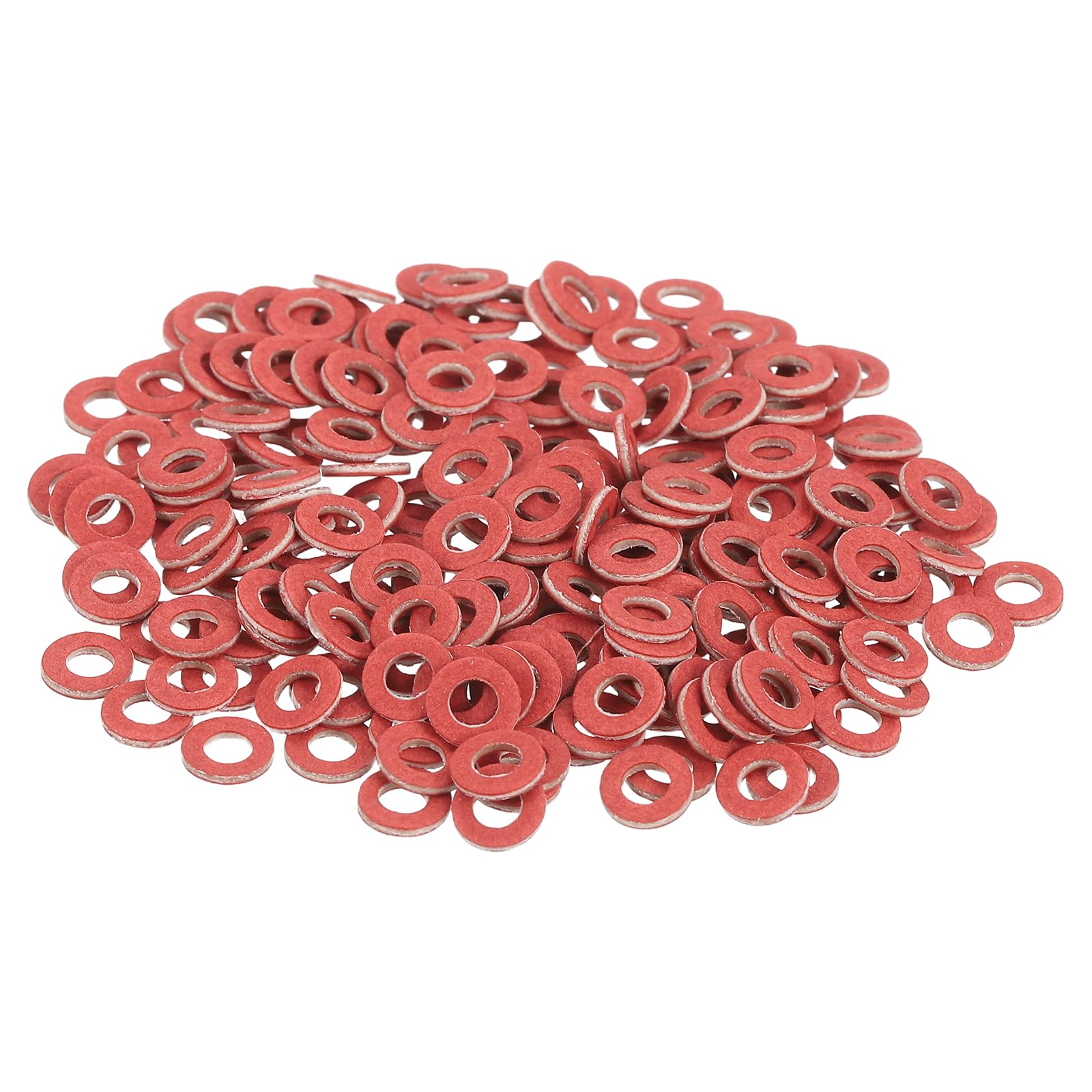sourcing map 220 Pcs M3 Fiber Flat Washers, Insulation Plain Washer 3mm ID 6mm OD 1mm Thick Red Steel Paper Washers for Machinery Fastener Plumbing General Repair