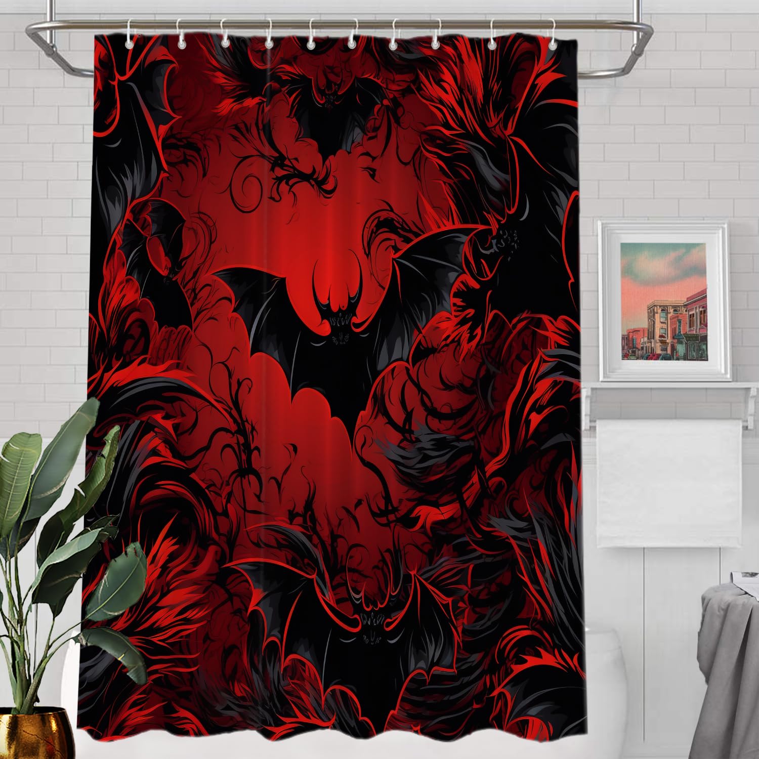 Rideau de douche chauve-souris pour créer une ambiance de salle de bain gothique