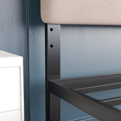 Miniatura 6 de EMMA + OLIVER Gannon - Cabecero tamaño individual, tapicería de tela color gris topo, altura ajustable, montaje en 30 minutos o menos, adecuado para