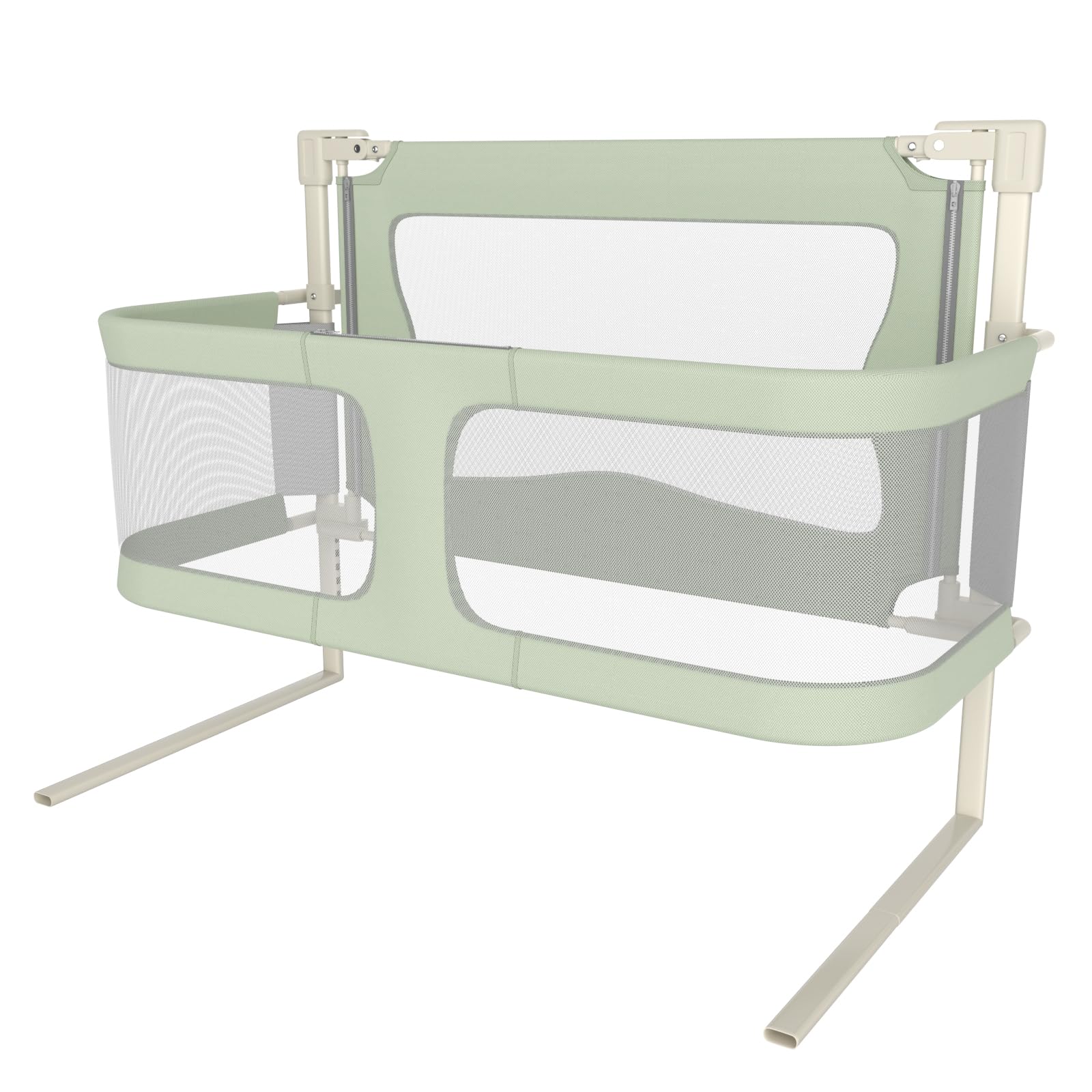LANTUS Sponda Letto Bambini 2 in 1 Sbarra Letto Barriera Lettino o Cododo Lettino per Viaggi o Vacanze, Facile da Trasportare,120 * 50 * 105 cm (Verde menta)
