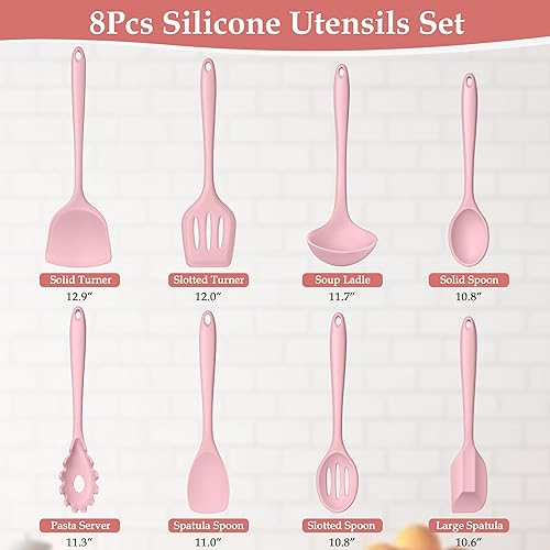 Miniatura 2 de LIANYU Juego de Utensilios de Cocina de Silicona, 8 Piezas Juego de Espátulas de Utensilios de Cocina para Batería de Cocina Antiadherente, Gadgets