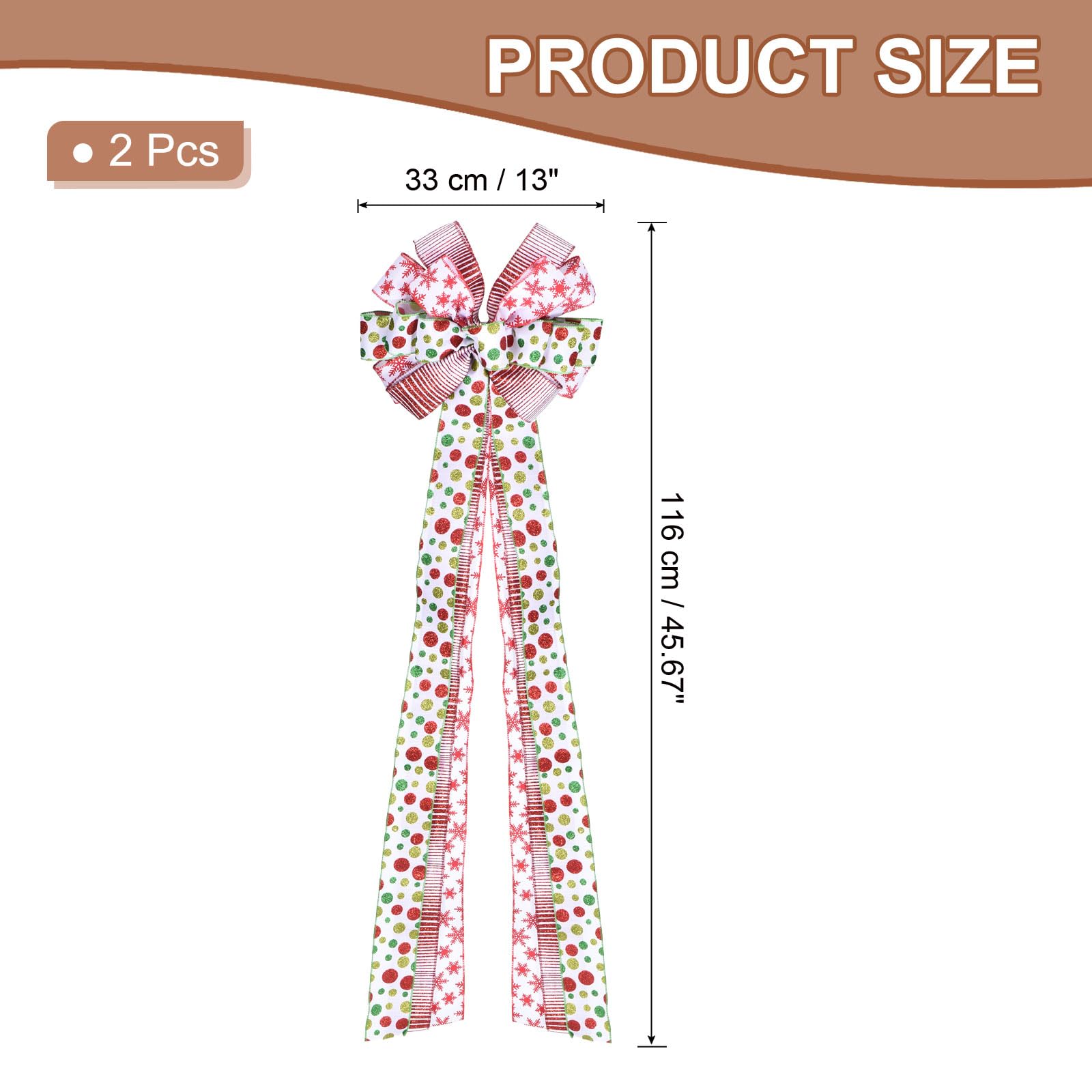 PATIKIL 2 Pezzi Fiocco Grande Per Albero 116cm x 33cm Decorazione