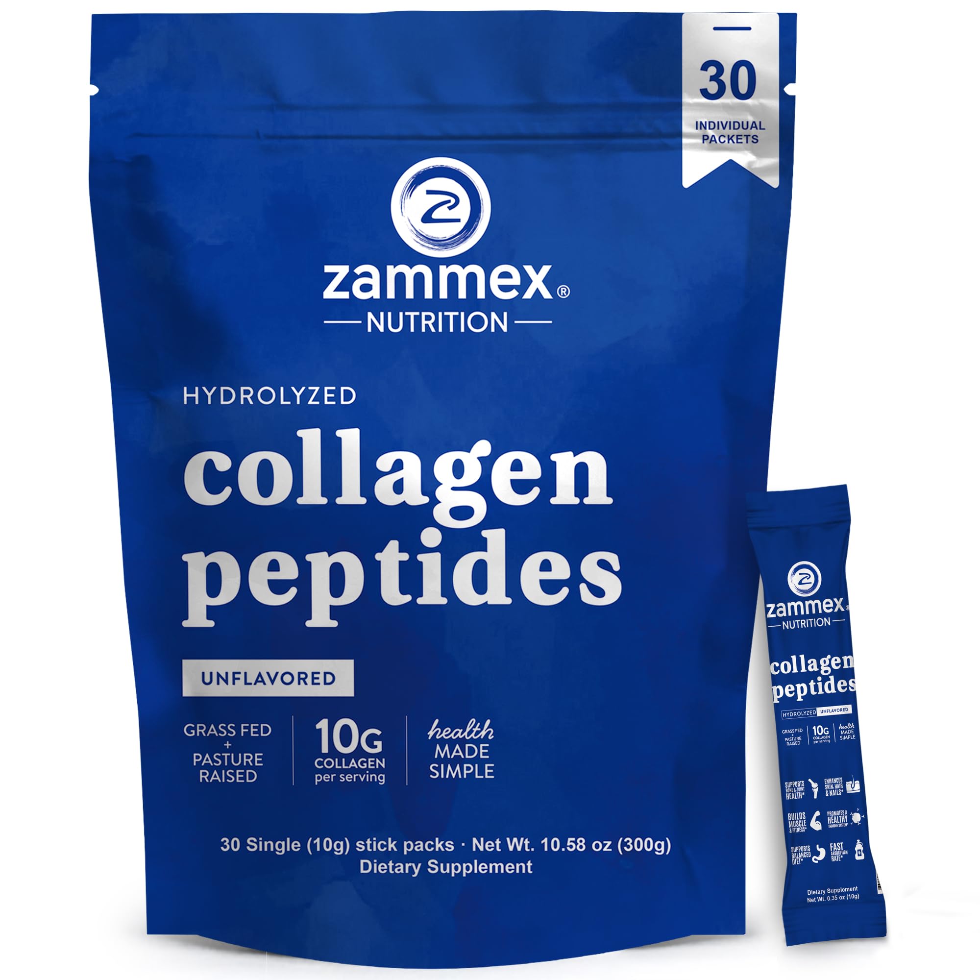 Zammex Collagen Peptides Powder, Unflavored Grass-Fed Type 1 & 3, 2 LBS — Amazon image 8