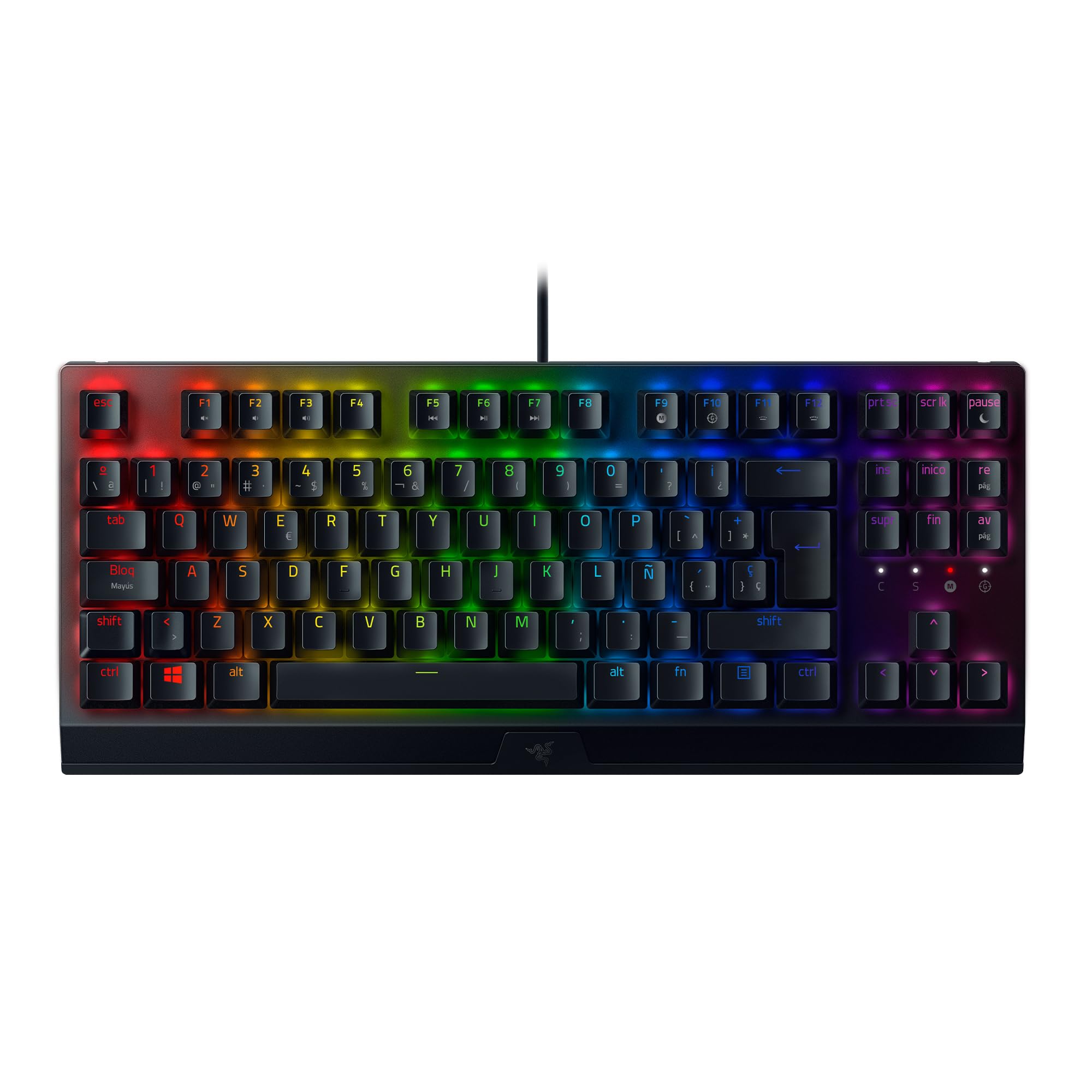 Razer BlackWidow V3 Tenkeyless (Yellow Switch) - Teclado compacto para juegos con interruptores mecánicos (teclas ABS, iluminación RGB Chroma) Teclado Español - Negro