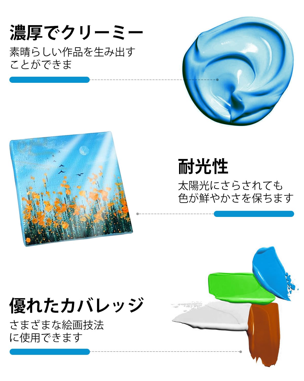 アクリル画 大 Amazon | JusArt アクリル絵の具 8色セット 大容量 500ML アクリル塗料