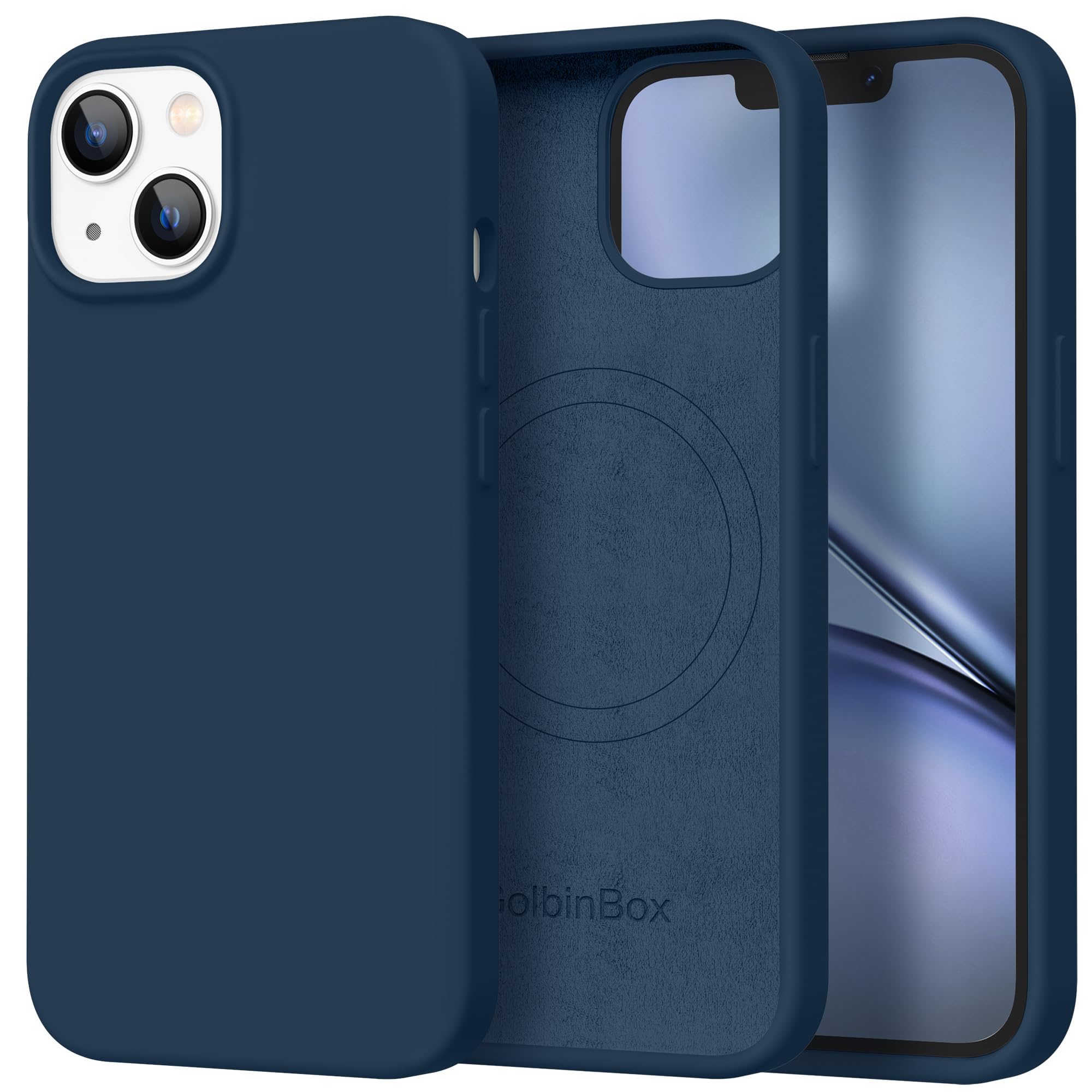 GolbinBox Magnetic for iPhone 15 Case, Silicone Cover, Dark Blue