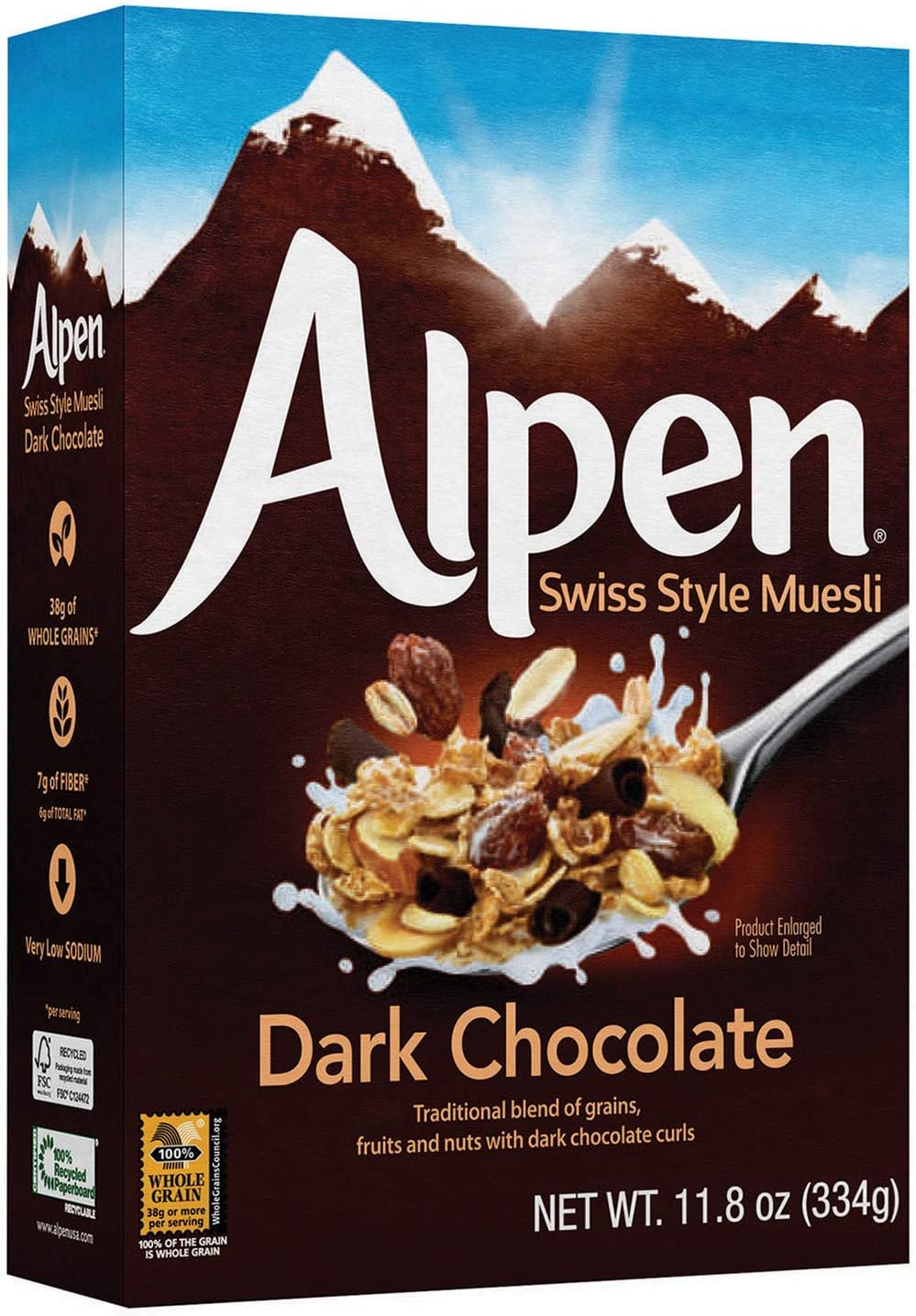 Alpen Muesli Cereal, Dark Chocolate, 11.8 Ounce (Pack of 12)