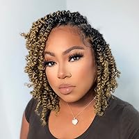 Vista 13 de TOYOTRESS Tiana Passion Twist Hair - Cabello Passion Twist de 16 pulgadas, trenzas pretrenzadas de ganchillo negro natural, extensiones de cabello 1b