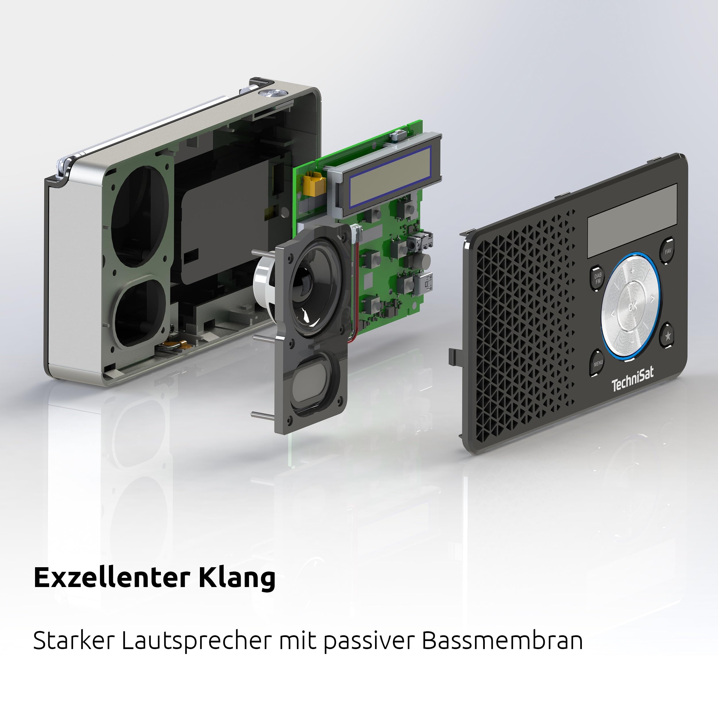 TechniSat DIGITRADIO 1 A – Tragbares DAB+ Radio mit Automatic Safety Alert (ASA, DAB, UKW, Kopfhöreranschluss, Favoritenspeicher, OLED Display, klein, 1 Watt RMS) schwarz-Silber