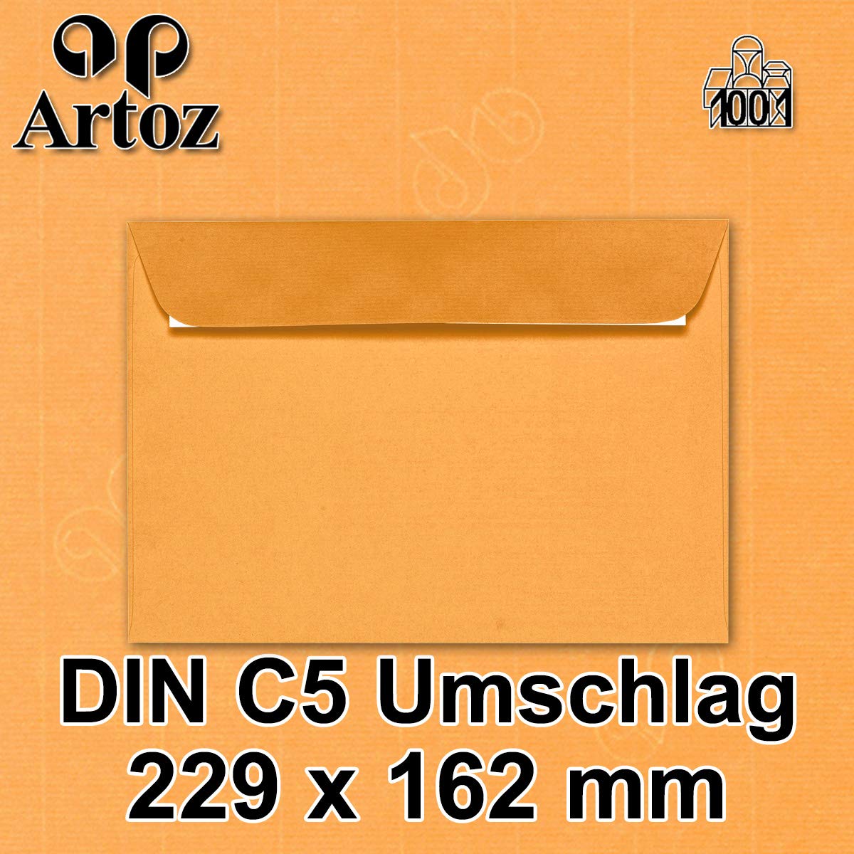 ARTOZ 200 x koperty DIN C5 pomarańczowe (mango) - 229 x 162 mm koperta bez okienka - koperty samoprzylepne - seria ARTOZ 1001