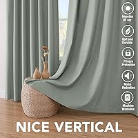 Vista 226 de H.VERSAILTEX Cortinas 100% opacas con aislamiento térmico, texturizadas, de lino, con bloqueo completo de calor y luz, para sala de estar y Negro