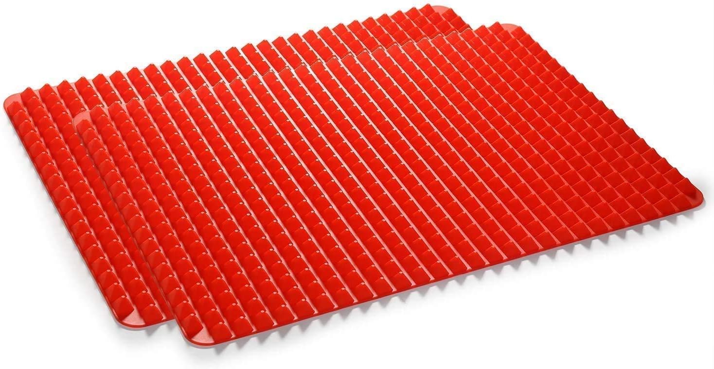 2 X Pyramid mat Fat Reducing Non Stick Silicone Mould Cooking Mat Oven Baking Tray