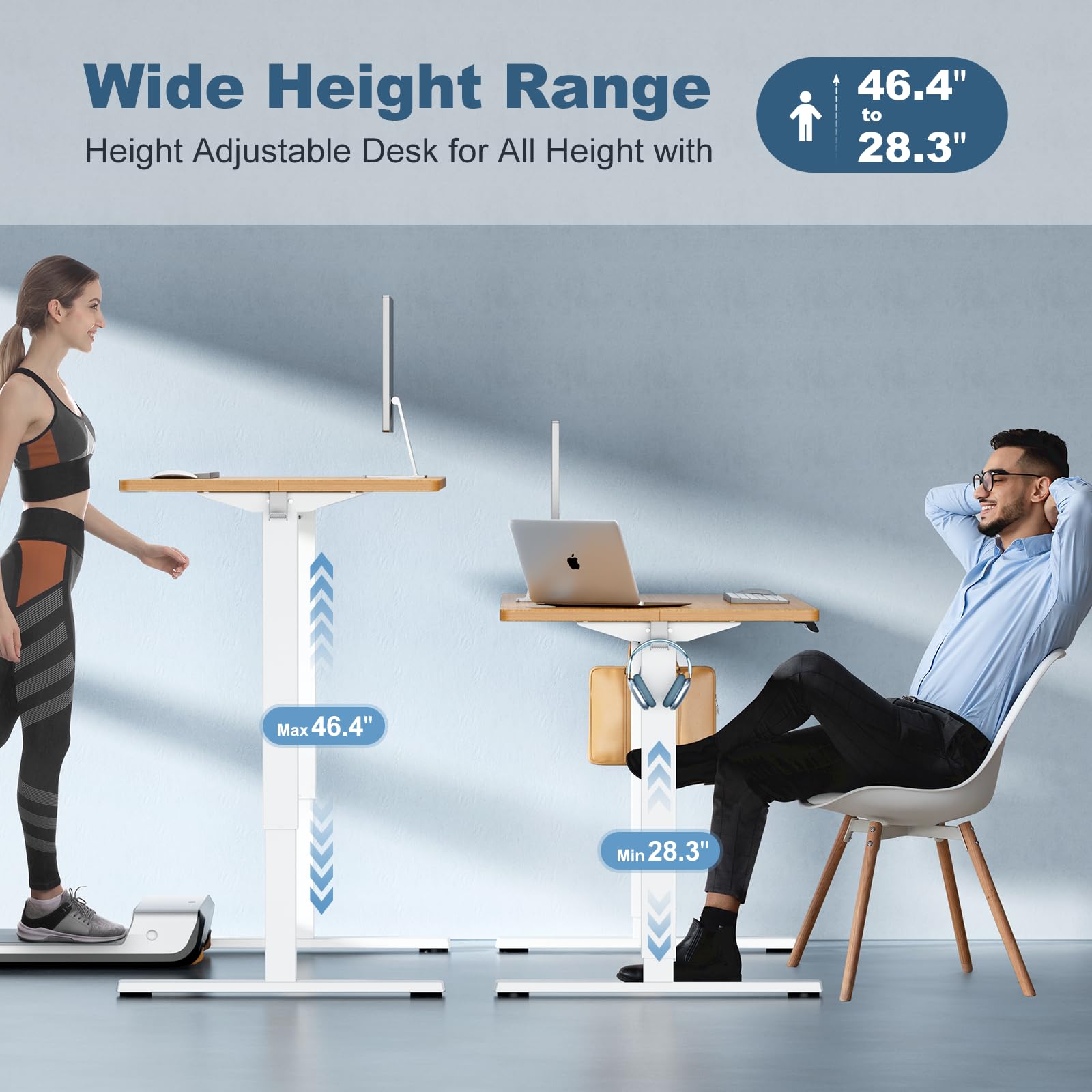 DUMOS 48 Inch Electric Standing Desk Height Adjustable Sit to Stand Up Computer Workstations Work PC Table Home — view 4